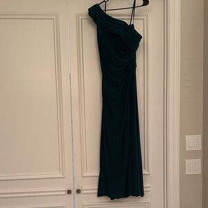 Mac Duggal Dark Teal One-Shoulder Gown